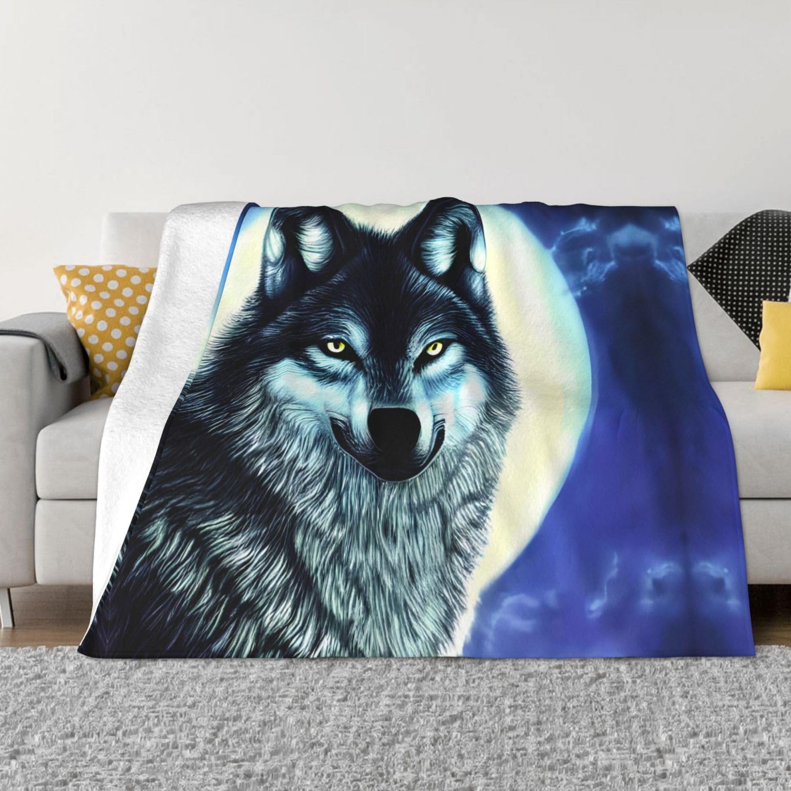 Couverture en flanelle loup pour vos soirées cinéma et camping