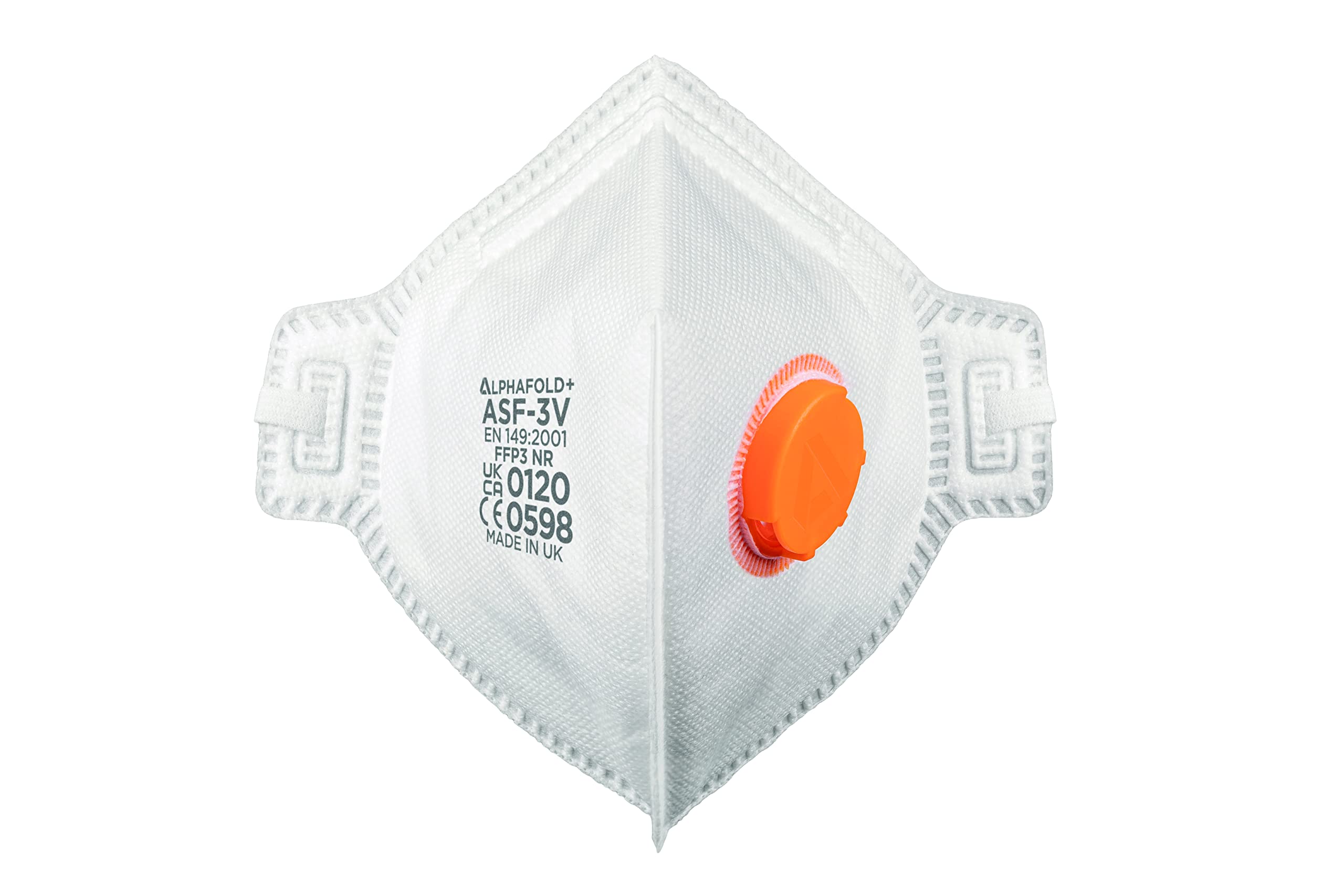 Alpha Solway AlphaFold+ UK Made Box of 15 FFP3 NR Valved Adjustable Disposable Respirators