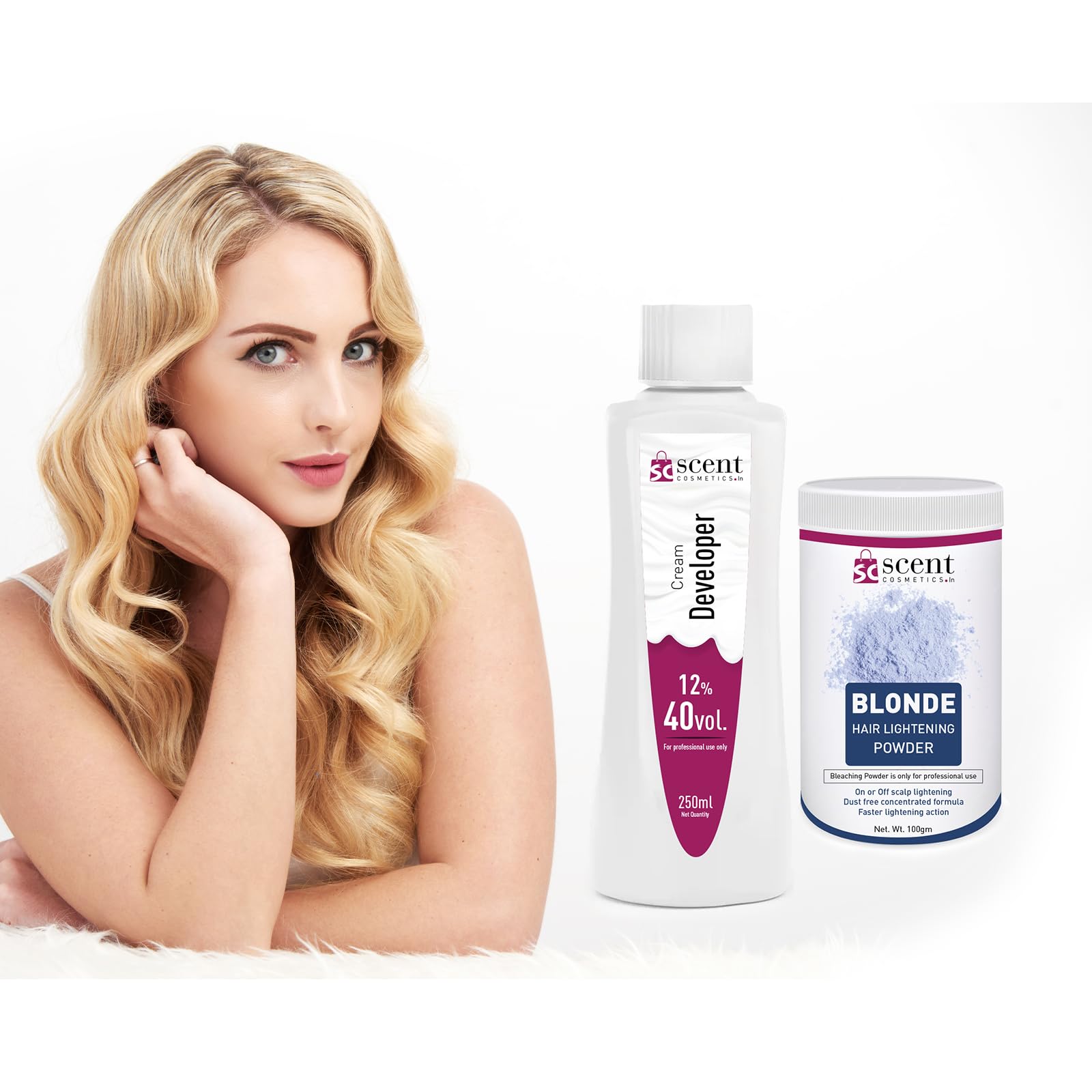 Scent Cosmetics Hair Prelightening Kit | 12% 40vol. | Upto 9 Level Lift (80g bleaching powder, 250ml developer)
