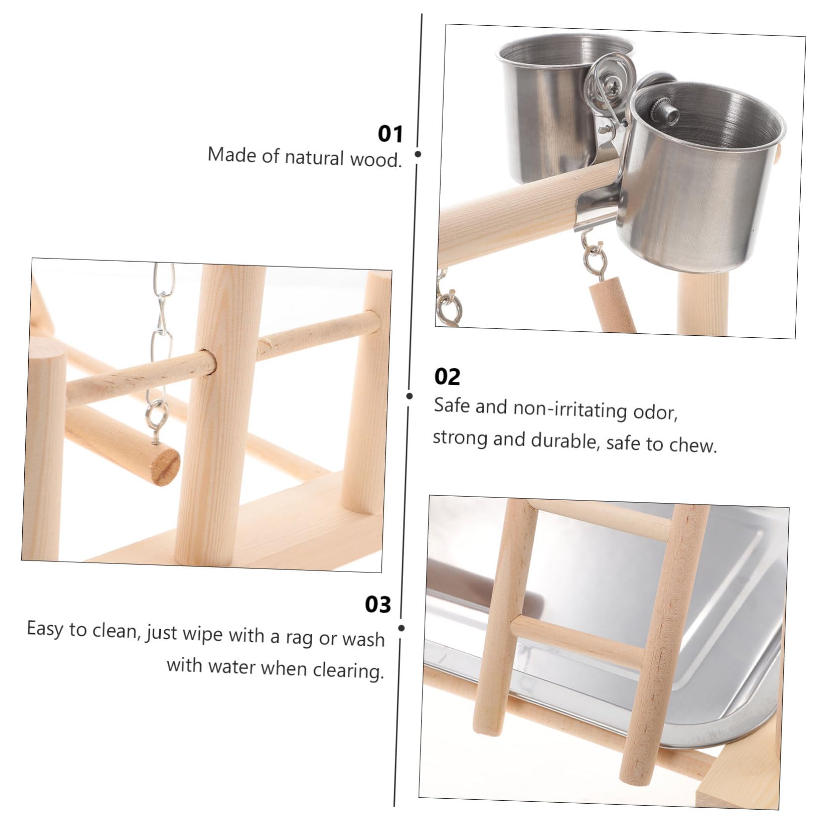 Happyyami 1set Parco Giochi Per Uccelli Legno Con e Altalena Attività Interattiva Per Pappagalli Cocorite e Uccelli Di Piccole Centro Divertimento Per Benessere Del Tuo Pet