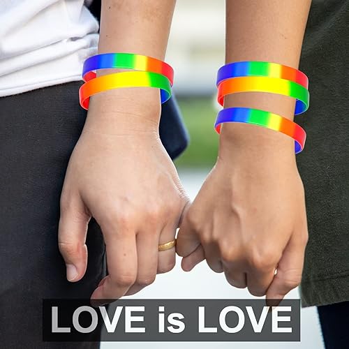 Miniatura 3 de 78pcs Pulseras de Orgullo Gay Rainbow Pulseras de Silicona LGBT Lesbianas Rainbow Pulseras para Desfiles Rainbow Festival