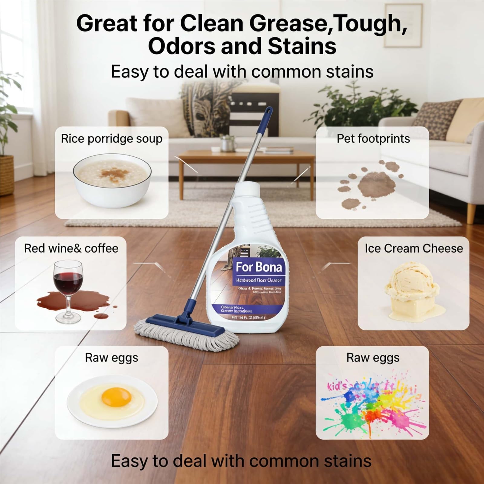 Compatible con Bona Spray Limpiador for Pisos de Madera Dura, 4 Botella, 500ml Sin Residuo, Adecuado for Solución de Limpieza de Pisos de Madera, Fragancia Fresca
