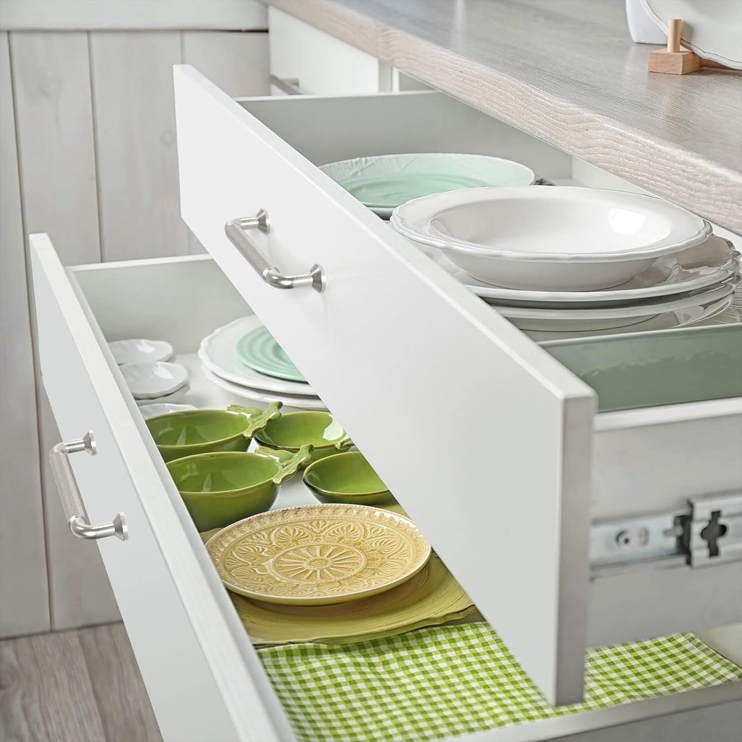 10 Pack 5 Inch(128mm) Kitchen Cabinet Handles knurled Brushed Satin Nickel Cabinet Pulls Kitchen Cabinet Hardware Drawer Pulls for Dresser Cupboard Wardrobe