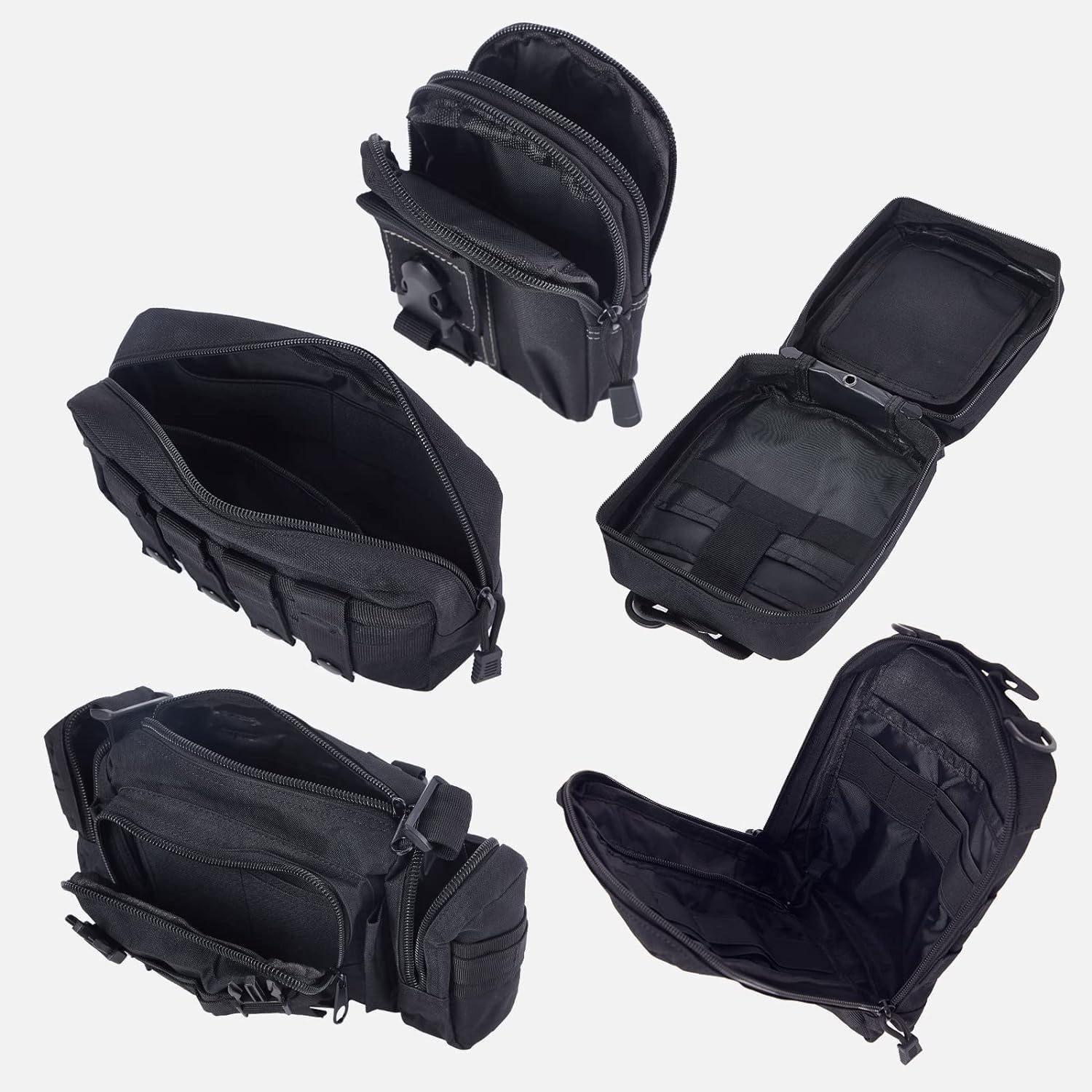 Organizador táctico para respaldo de asiento de coche, organizador universal de panel Molle, bolsa de almacenamiento con 5 bolsas Molle desmontables diferentes para todos los coches,
