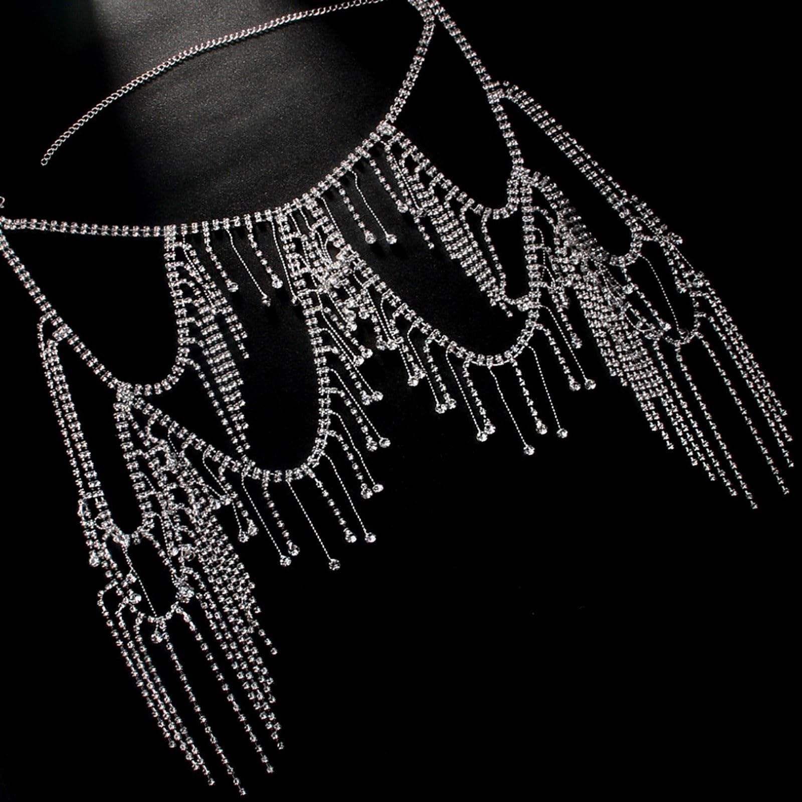 Cadena de cuerpo de aleación de diamantes de imitación brillantes para fiestas y bodas, joyería de aleación resistente