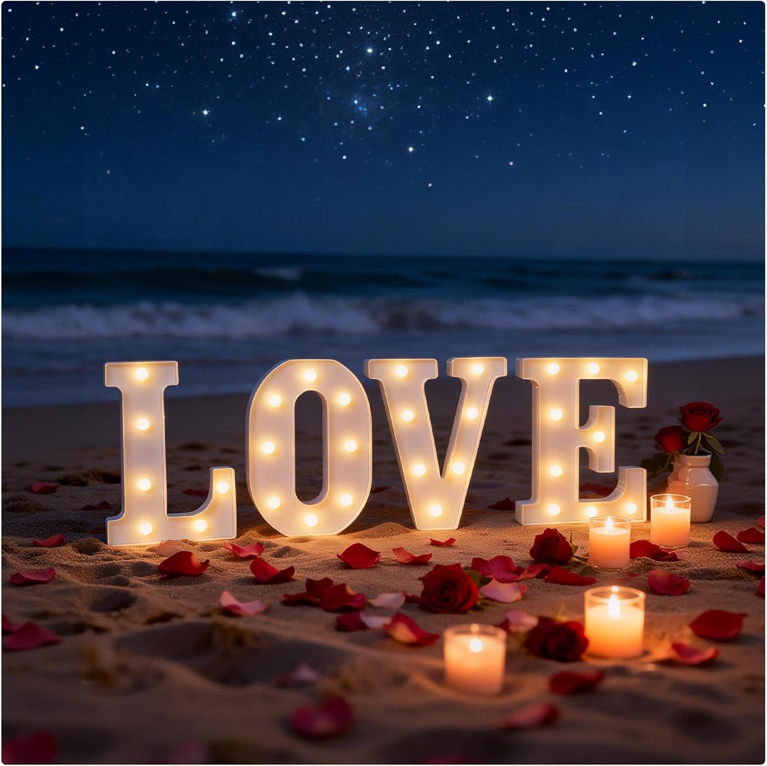 I Love You Sign LED Light Up Letters, Marquee Letter Lights I Love You Letter, Battery-Powered LED Letter Lights for Valentine's Day, Anniversary, Wedding, Romantic Nights, Party & Home Decor