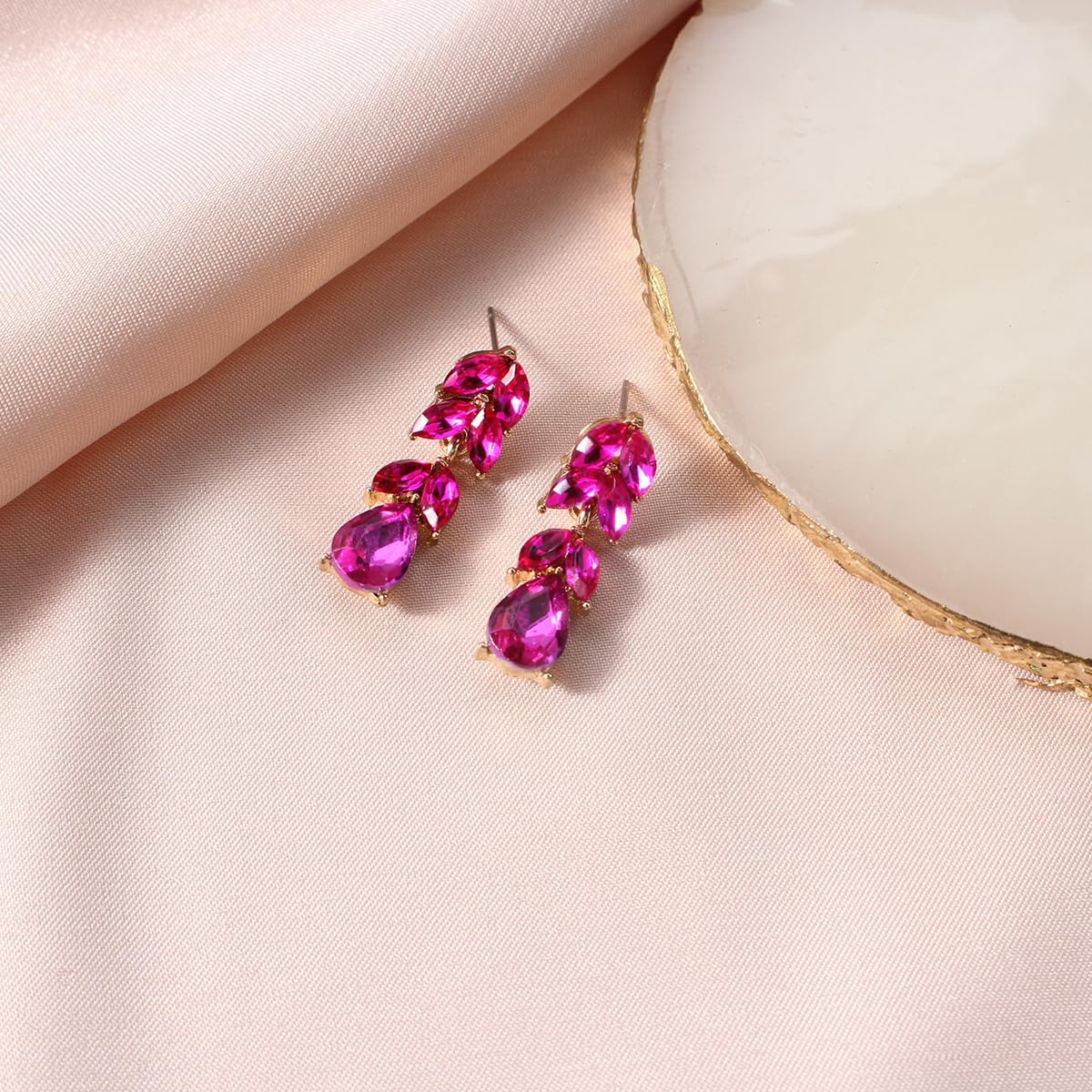 Rhinestone Teardrop Dangle Earrings Sparkle Crystal Bridal Earrings for Brides Bridesmaides Earrings for Women Wedding Pageant Prom - Image 4