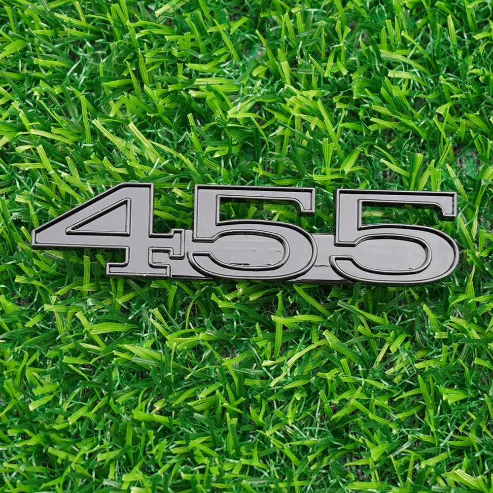 Right & Left Hood Badge 3D Emblems Nameplate Replacement for 1243122 1970-1974 "455" 2Pc (Gloss Black)