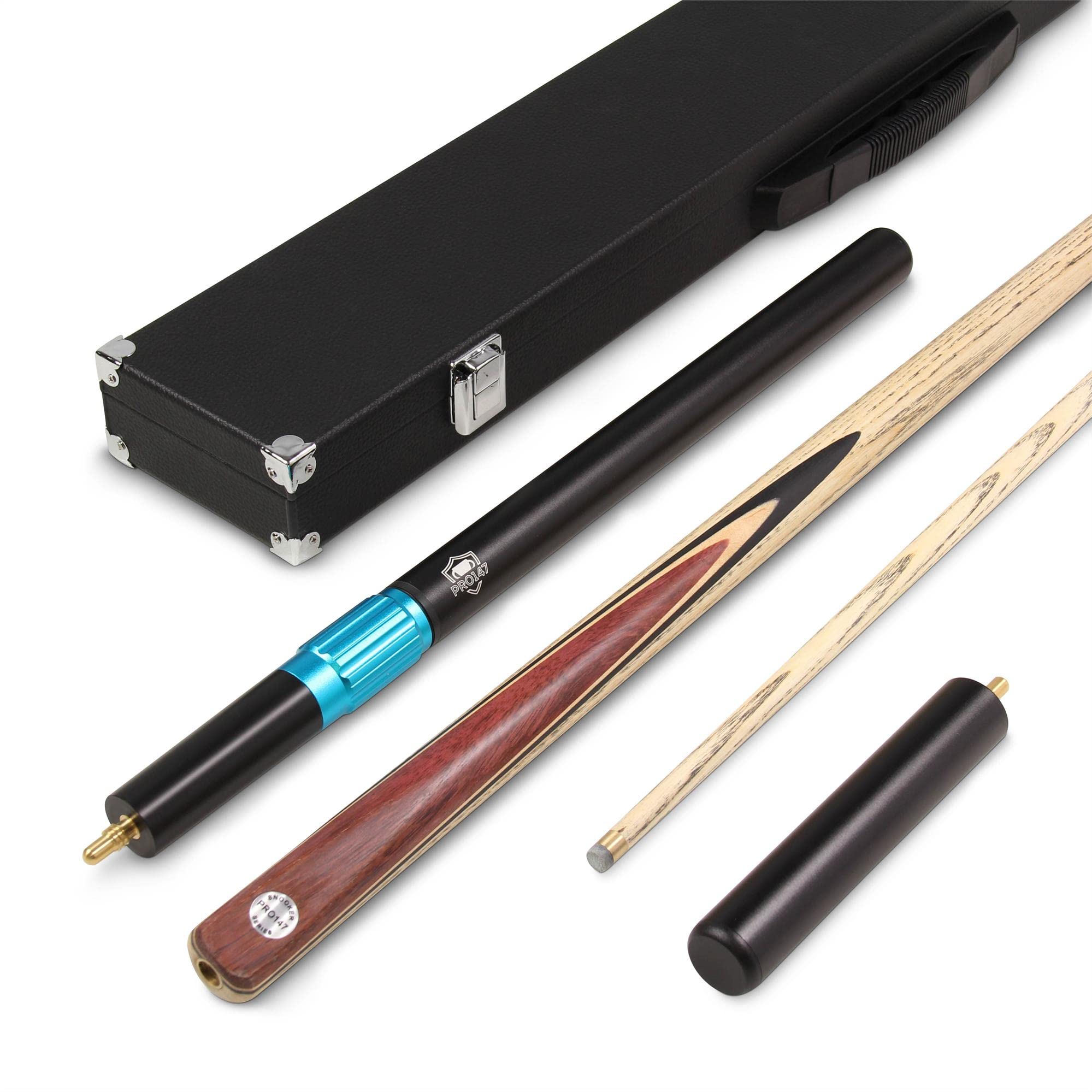 PRO147 CLASSIC PURPLE HEART P1/E 57 Inch Snooker Pool Cue Set 2pc Centre Joint Non-matching Ash Cue Long Telescopic Extension, Mini Butt and 3 Slot Case - 9.5mm Tip โ image 1