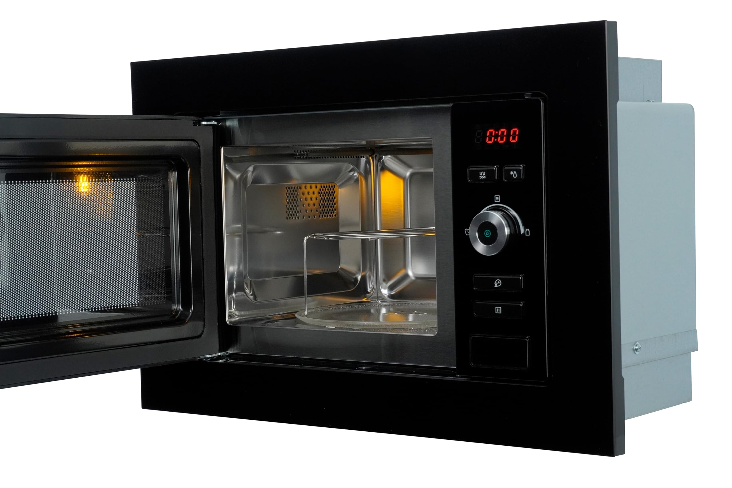 Respekta Einbau-Mikrowelle MW800G / 20 L Mikrowellengerät mit Grill/Mikrowelle 800 W/Grill 1000 W / 5 Leistungsstufen/Digitaltimer / 38,8 x 59,5 x 34,4 cm Gerätmaße (H x B x T)