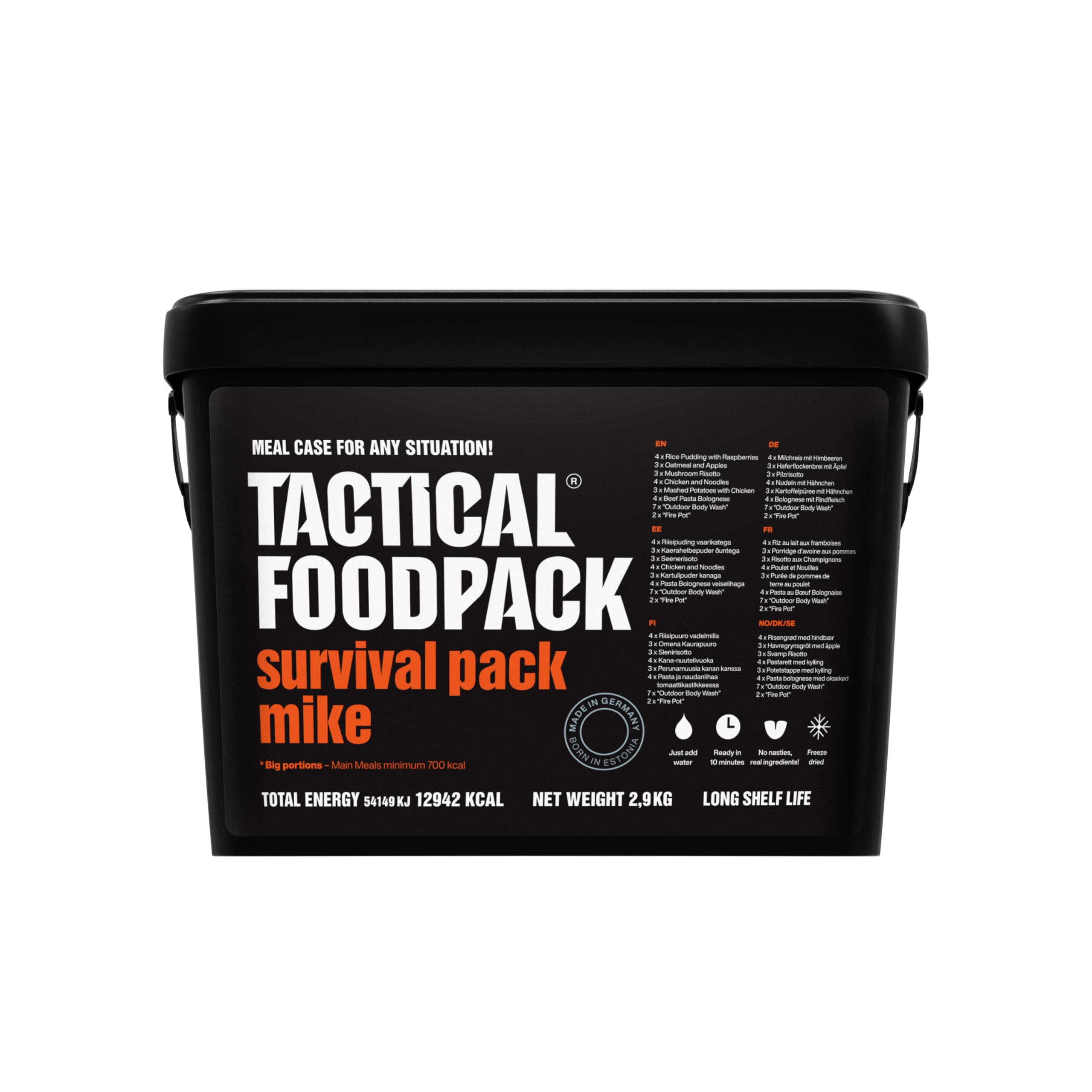 Tactical Foodpack Survival Pack Mike (21 Mahlzeiten) - Gefriergetrocknete Mahlzeiten I zum Verzehr bereit I MRE I Survival I Outdoor Nahrung I Trekking Nahrung I Expedition I Büro