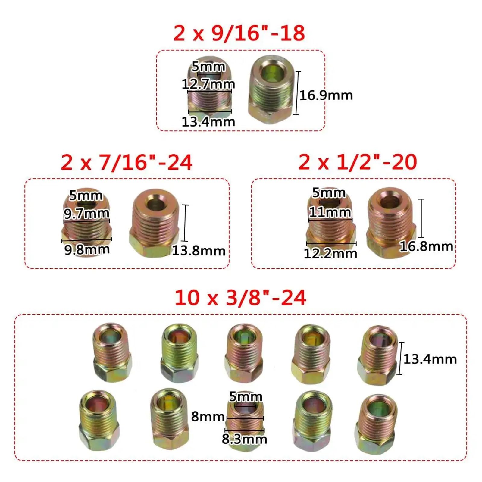 rura hamulcowa Zestaw 1/2 zwoju rur 25 stóp, 3/16" średnicy zewnętrznej, miedziano-niklowe przewody hamulcowe, przewody ze srebra i cynku, z 16 nakrętkami(2 Sets)