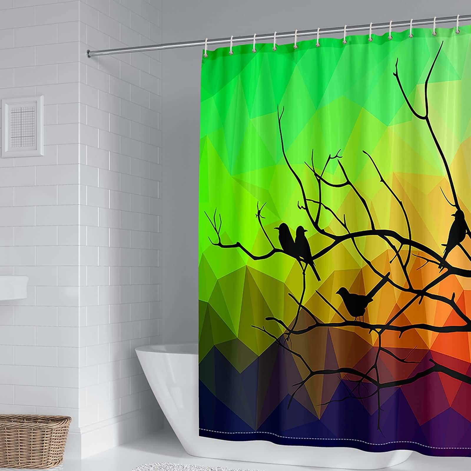 Fini les moisissures avec le rideau de douche KnSam branchages et oiseaux 180x200cm