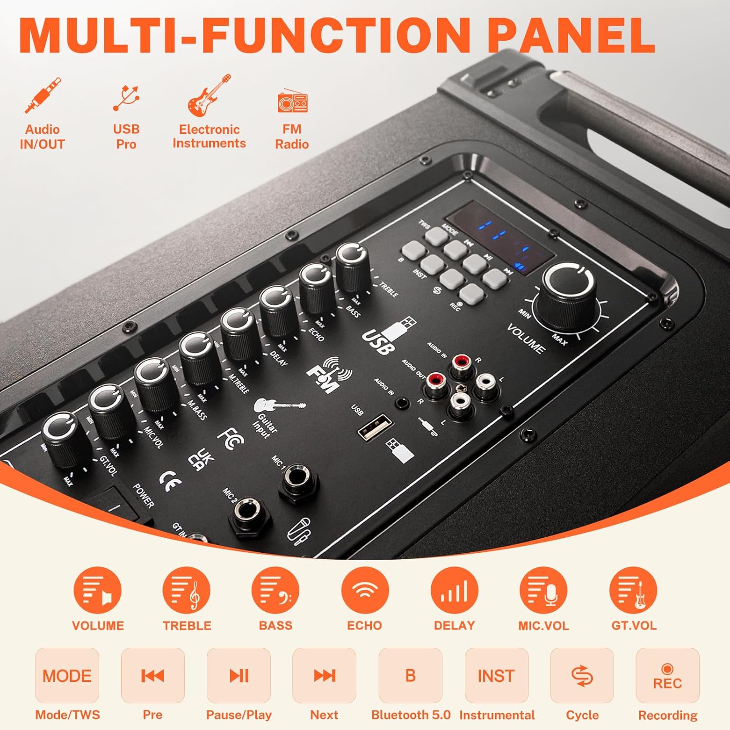 Close-up of the FUNPICK FTSK10-3 multi-function control panel