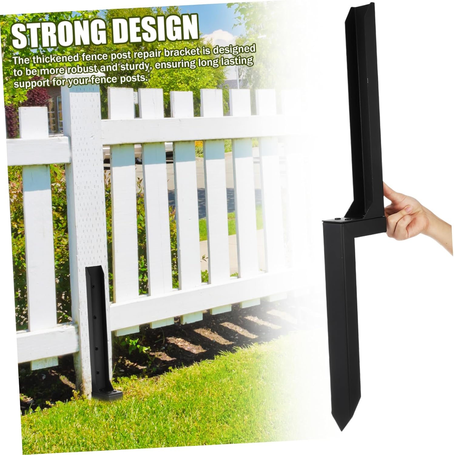 Thickened Fence Post Repair Kit Heavy Duty Metal Anchors Ground Spikes for Tilted and Broken Wood Fence Posts 2 Pcs Set for Easy Installation