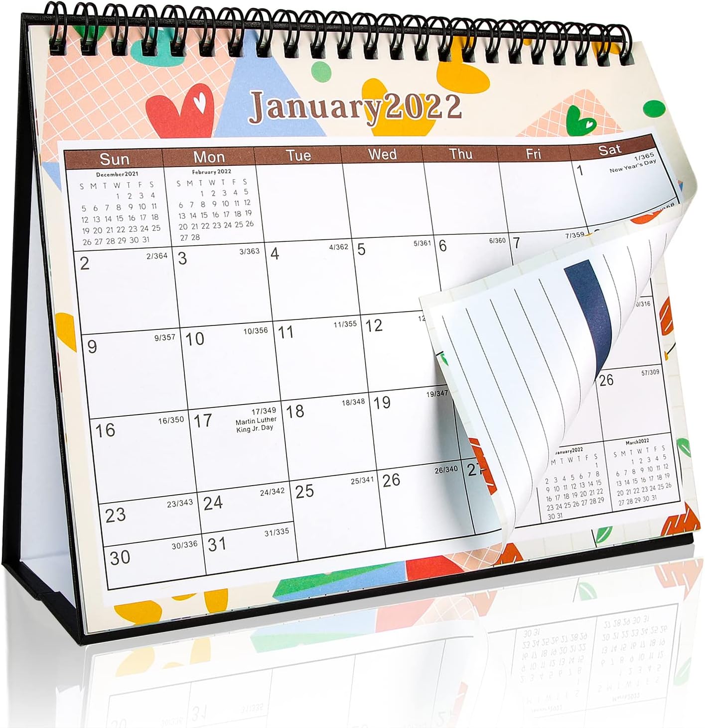 2022 Desk Calendar Small Desk Calendar 2022, 8" x 6" Standing Flip