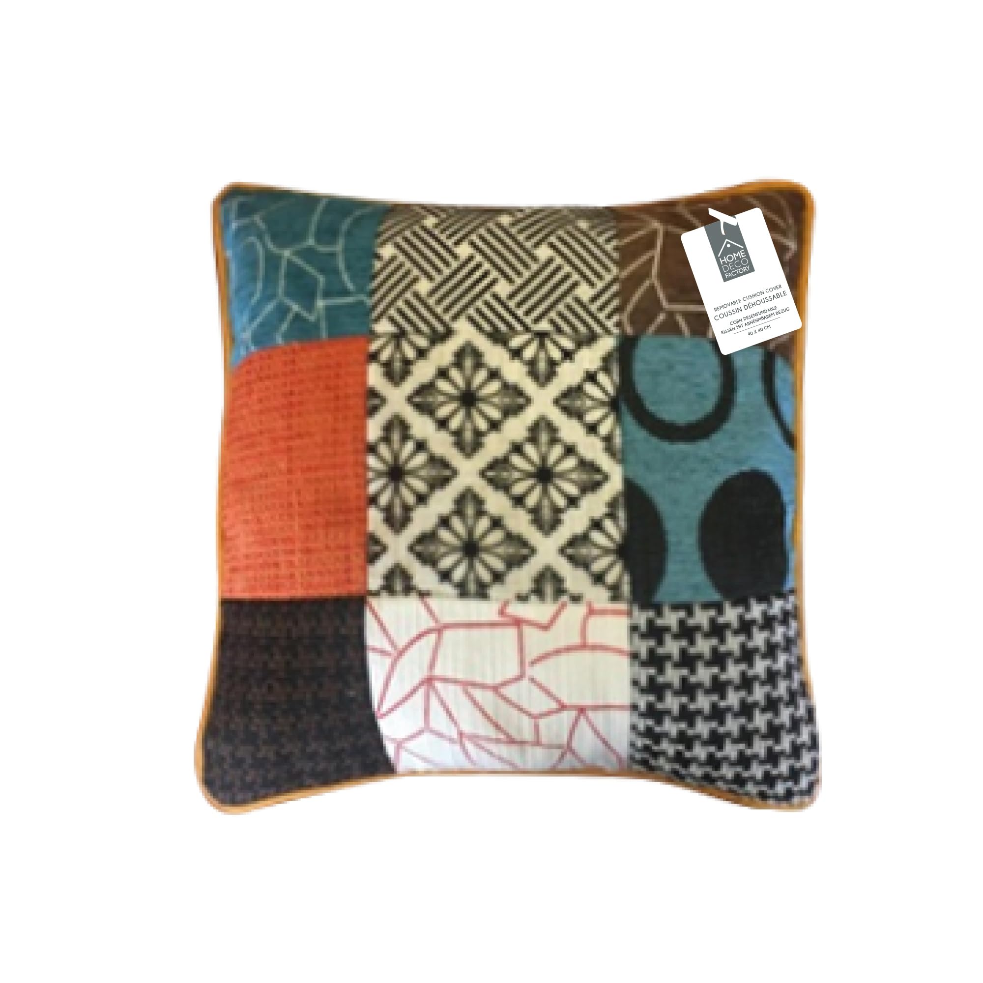 HOME DECO FACTORY Cuscino patchwork sfoderabile, 40 x 40 cm, decorazione tessile