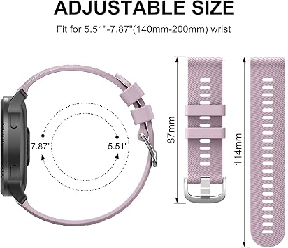 Soft Silicone Strap for Garmin Vivoactive 4S/ Vivomove 3S/ Venu 3S/ Venu 2S, 18mm Quick Release Replacement Watch Band Sport Wristband