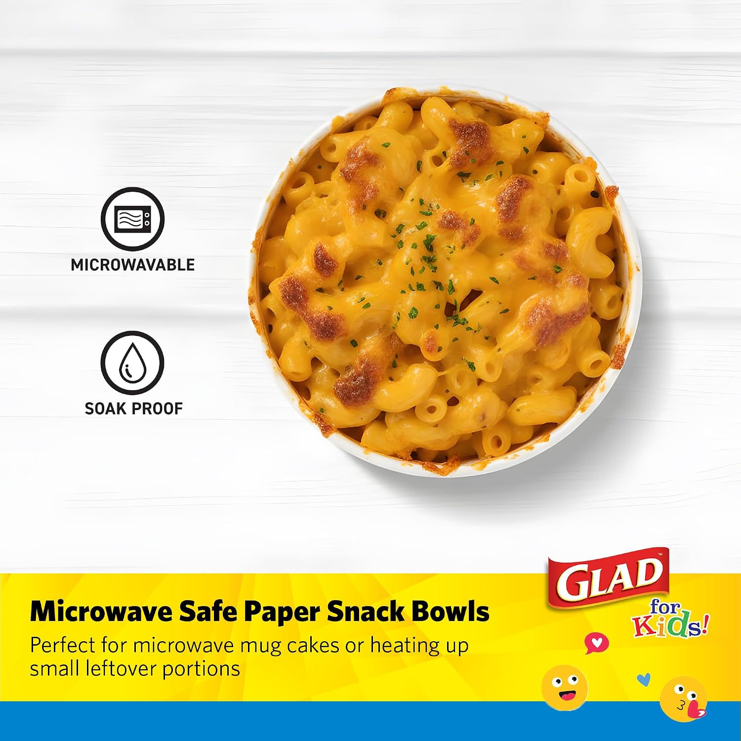 Glad for Kids Disposable Paper Bowls, Emoji Print, 6 Oz, 20 Ct, 10-Pack image 3