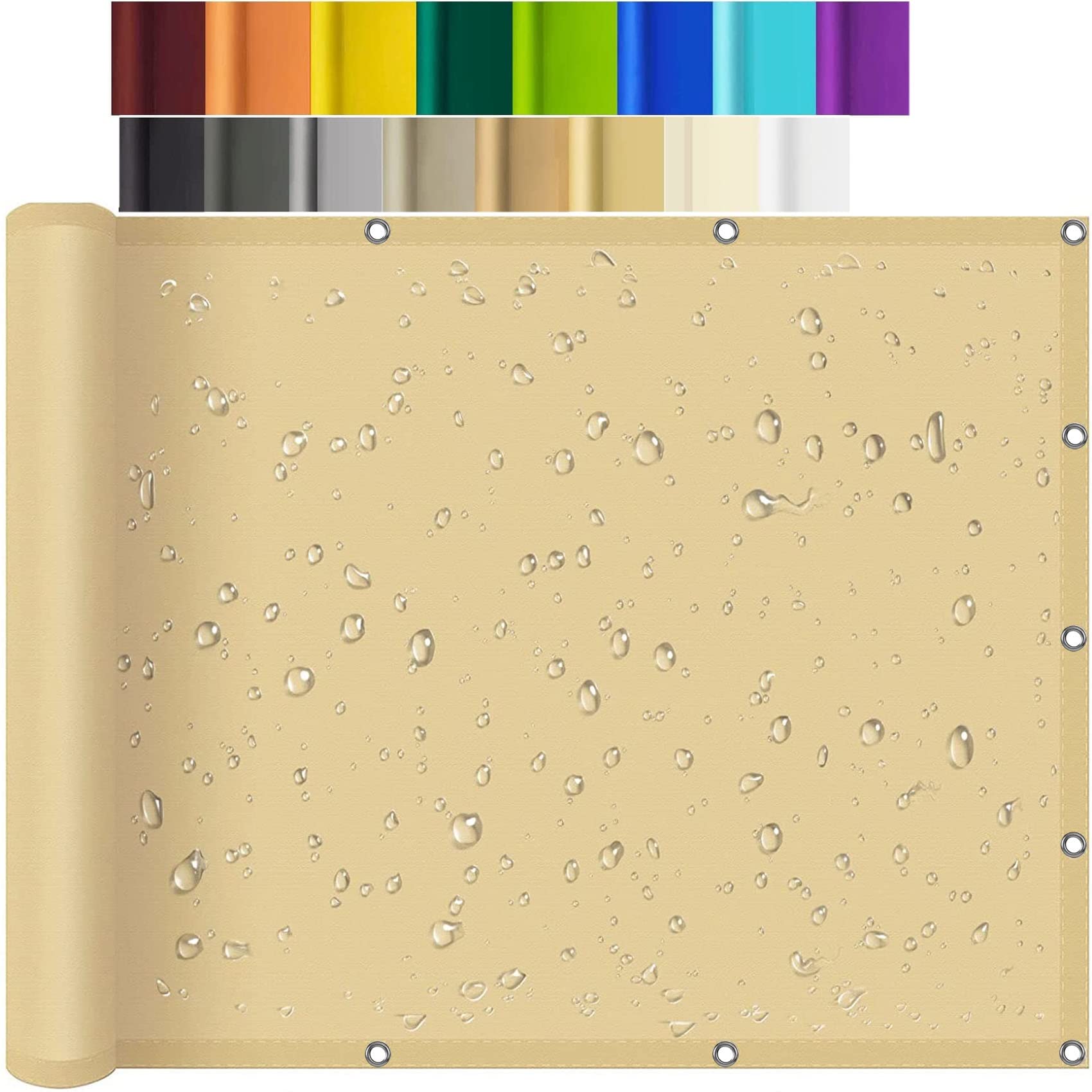 Filet d'ombrage extérieur crème 1.2x3.6m protection UV terrasse