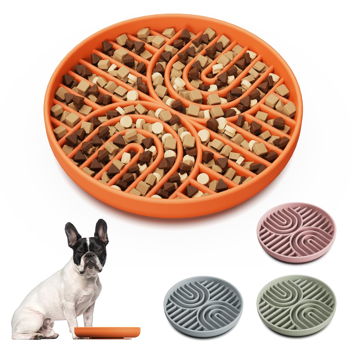 AXEFUN Slow Feeder Dog Bowl, Silicone Puzzle Bowl With Suction Cups for Dogs & Puppies, Anxiety Relief, Slow Eating, Dishwasher Fit, All Breeds,