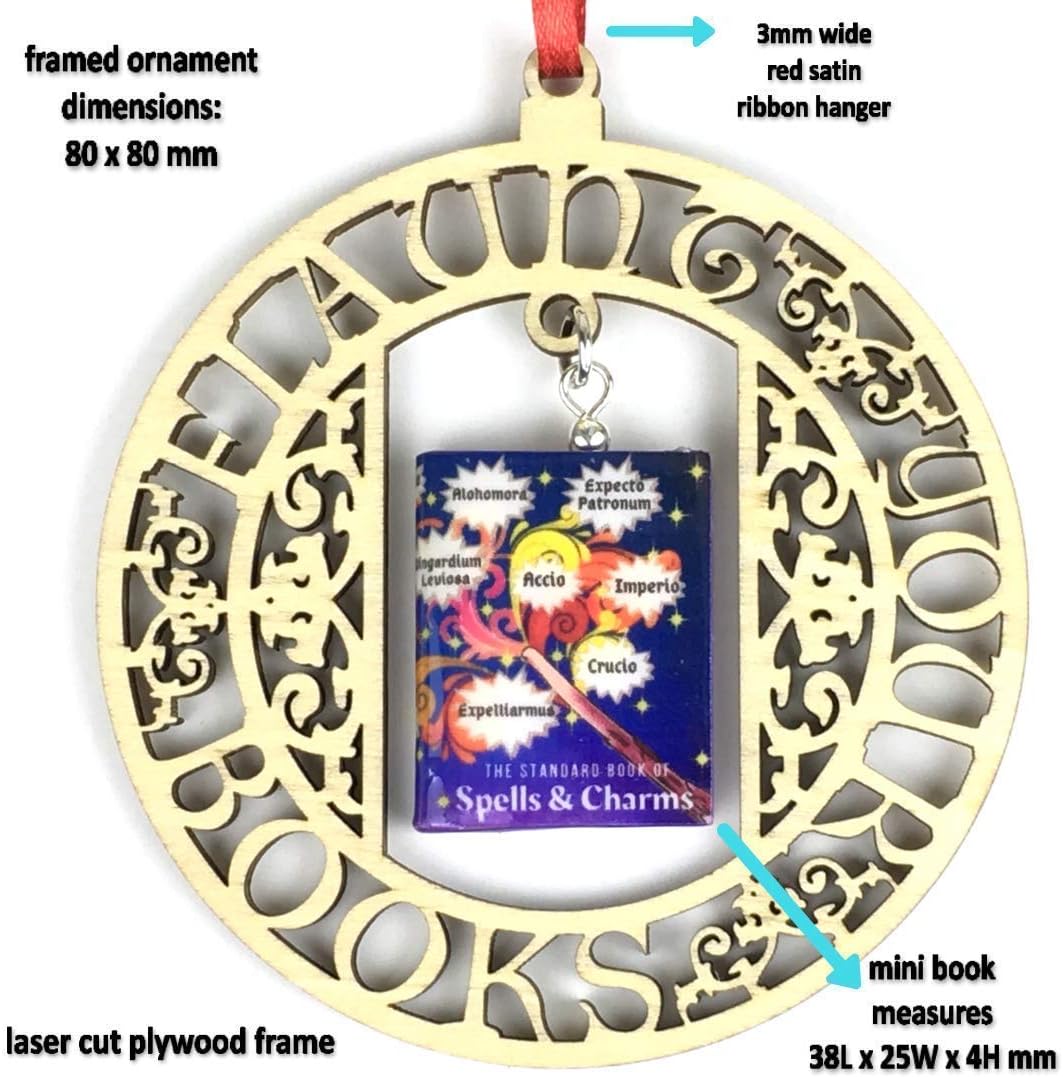 The Standard Book of Spells and Charms Ornament School of Magic Clay Mini Book Framed Decoration
