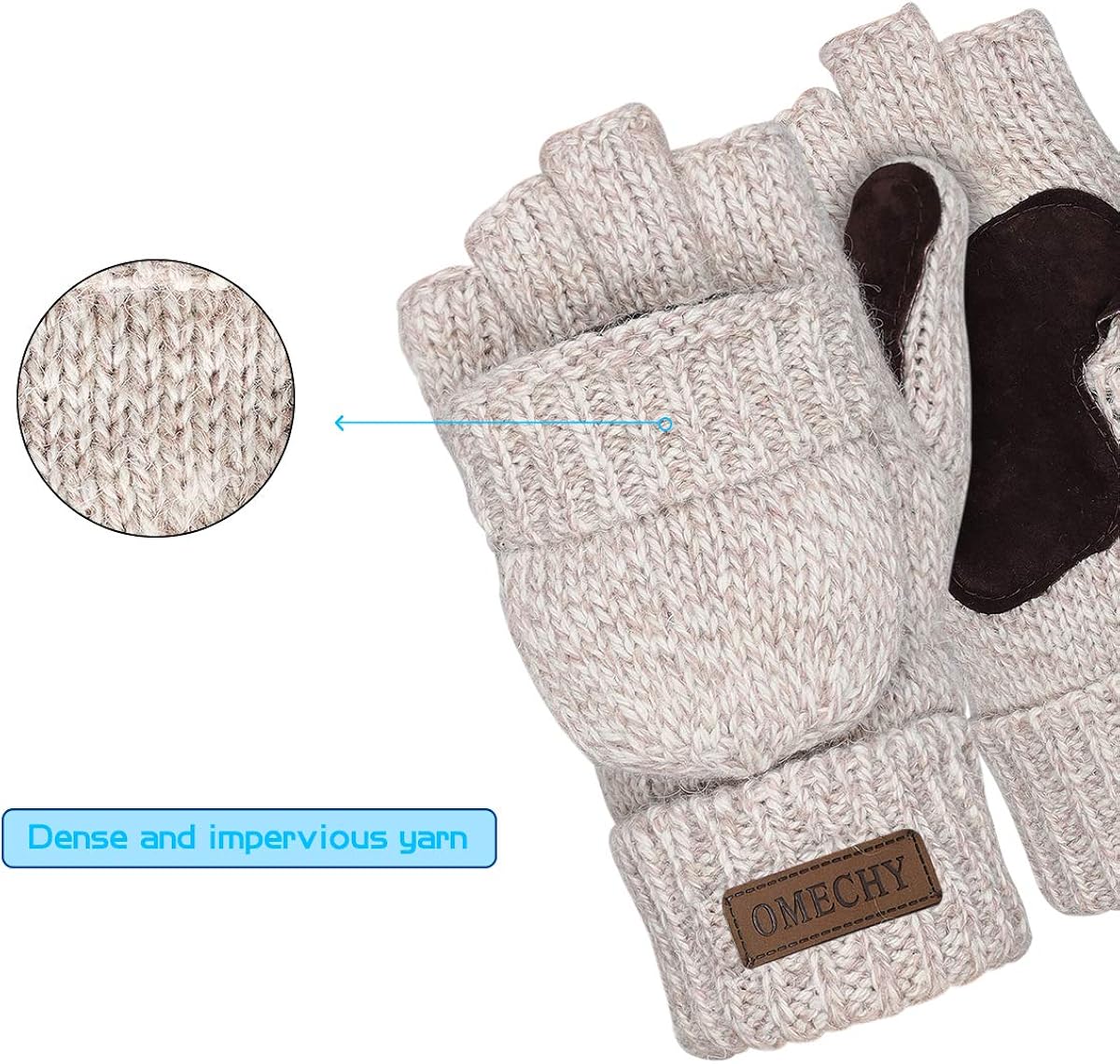 OMECHY Winter Knitted Fingerless Gloves Thermal Insulation Warm Convertible Mittens Flap Cover for Men Women at  Women’s Clothing store