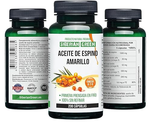 Miniatura 8 de Cápsulas de aceite de espino cerval de mar siberiano, 200 cápsulas blandas | de bayas de espino cerval de mar siberiano cosechadas en medio