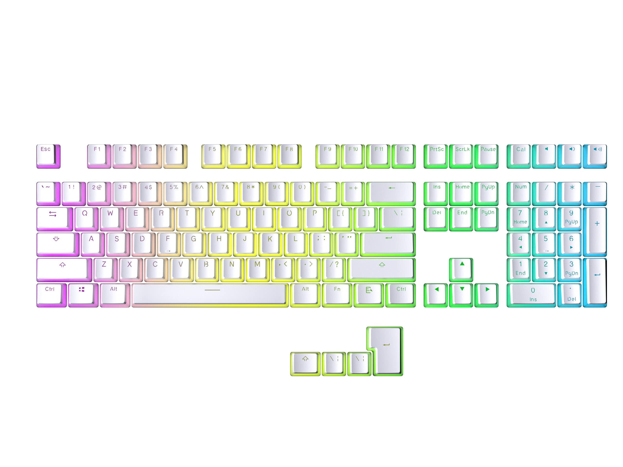 Geeky Pudding Keycaps | Double Shot PBT | 112 Keys | Translucent Layer | Supports 60%, TKL & Full-Size RGB Mechanical Gaming Keyboards | ANSI (US) Layout & 4 ISO Keys (White)