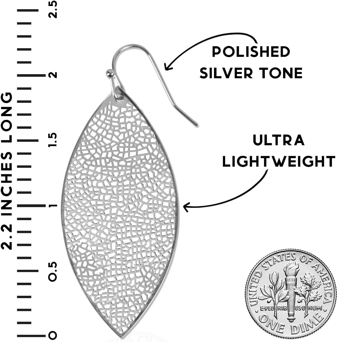 Boho Leaf Dangle Earrings for Women - Gold or Silver Tone Dangly Filigree Earrings - Lightweight Statement Earrings - Image 4