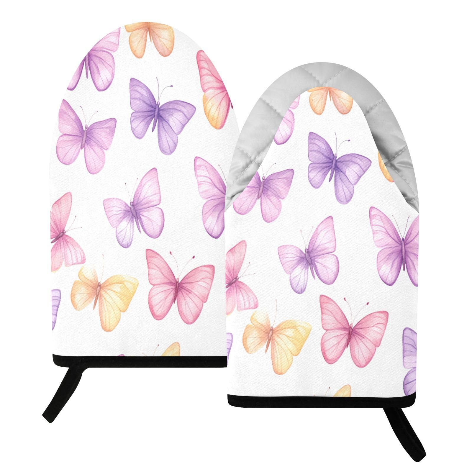 BURSTDDY Butterflies Oven Mitt,Heat Resistant Kitchen Mitts for Cooking
