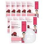 DERMAL Pomegranate Collagen Korean Facial Mask Sheet Pack of 10- Revitalizing, Vibrant Skin, Elasticity - Hypoallergenic Skin Friendly Sheet