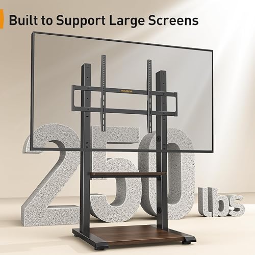 Miniatura 3 de Perlegear Soporte de TV de suelo para televisores de 50 a 110 pulgadas con tira de alimentación, soporta hasta 250 libras, soporte universal de TV