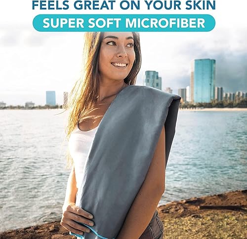 Miniatura 9 de Youphoria Toalla de viaje de microfibra de secado rápido, ligera, toalla de secado rápido para camping, playa, mochilero, senderismo y deporte Gris