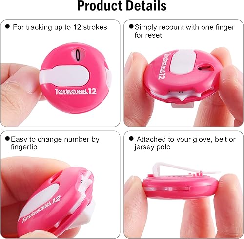 Miniatura 10 de Weewooday - Contador de puntuación de golf de 2 piezas, contador de golpe, contador de golf con reinicio de un solo toque para marcador de juegos de