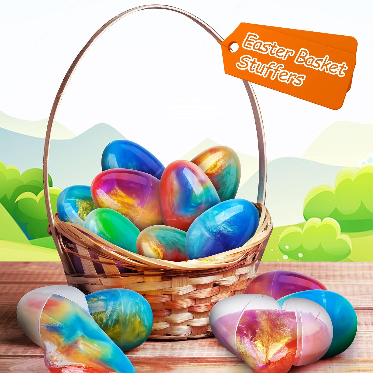 ShyLizard Prefilled Easter Eggs with Slime for Easter Basket Stuffers, Stress Relief Slime Eggs for for Kids Easter Eggs Hunt, Easter Party Favors, Classroom Prize, Easter Gifts, 24PCS