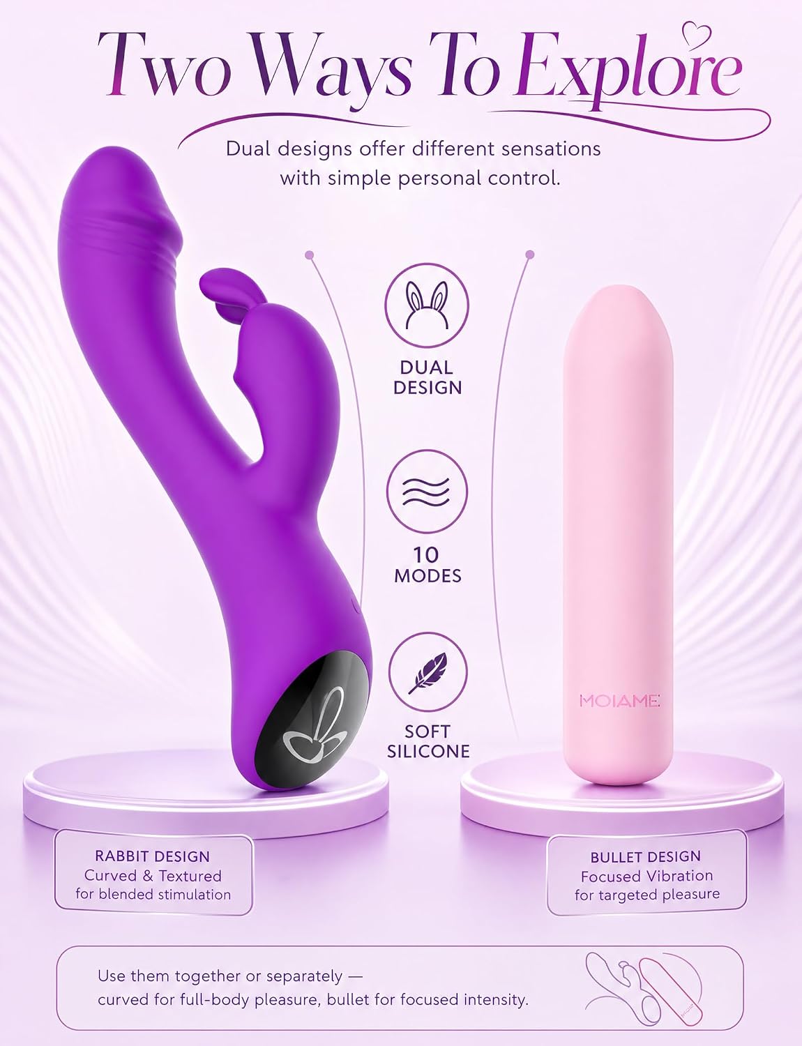 Rabbit Vibrator and Bullet Vibrator Set Women Waterproof Silicone
