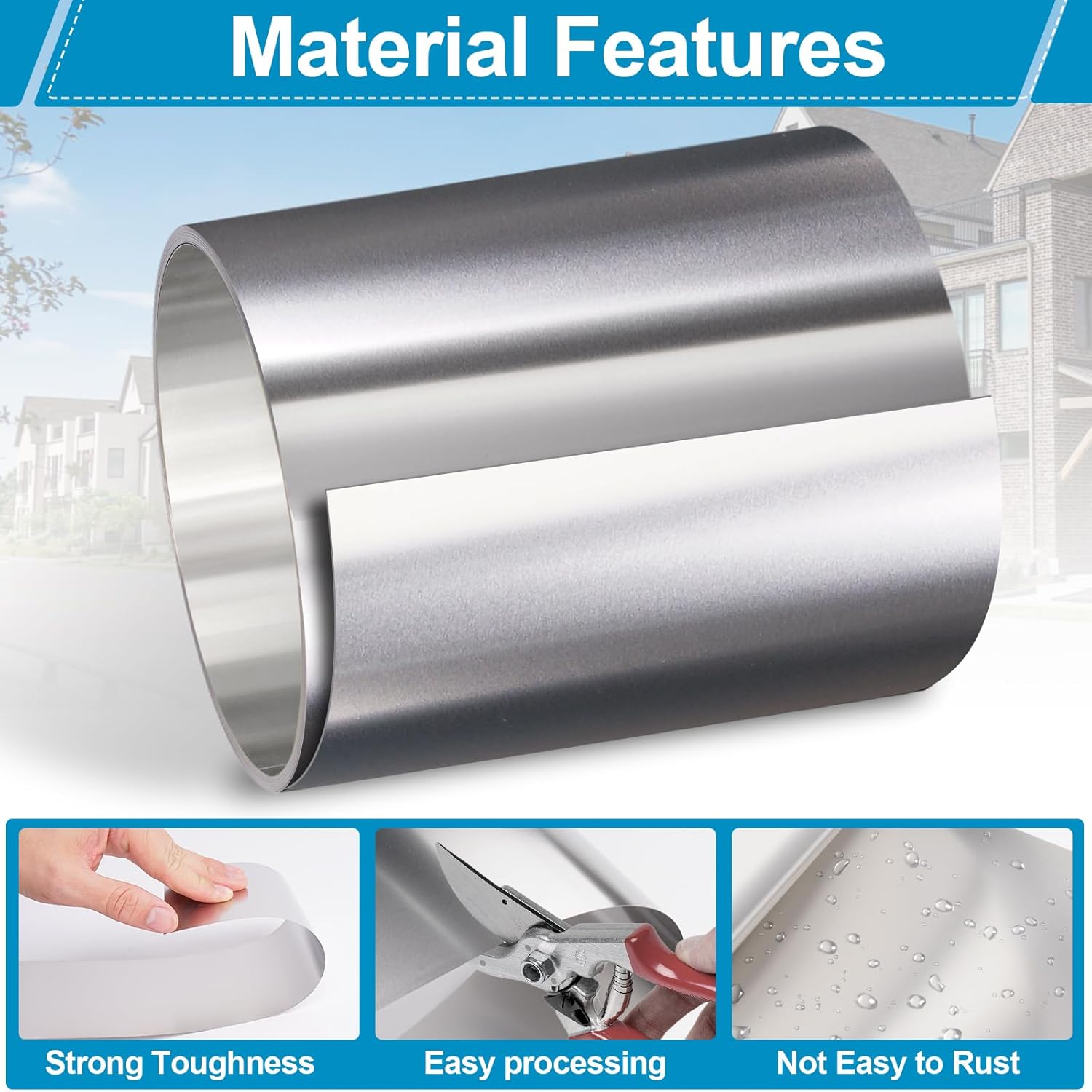 Vigorous 304 Stainless Steel Foil Roll, 12" x 10Ft Stainless Steel Sheet, Full Hard, 0.2mm Thick Stainless Steel Flashing for DIY, Arts & Crafts Project, Decoration, Protection, Kitchen and Bath