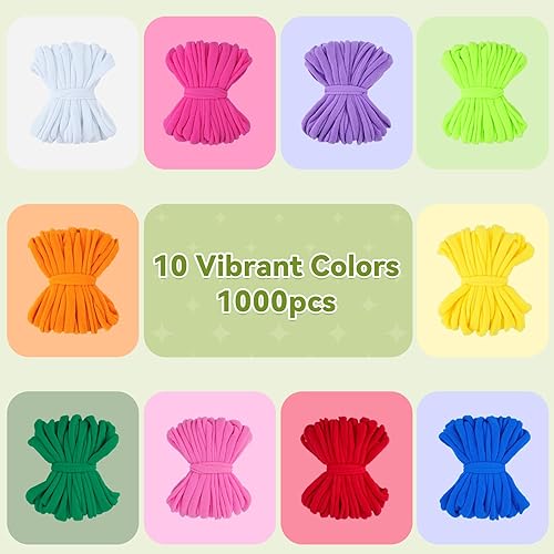 Miniatura 9 de PREBOX 1000 PCS bucles de repuesto para telar de tejido, 10 colores para telar de agarraderas de 7 pulgadas, suministros de manualidades para niños