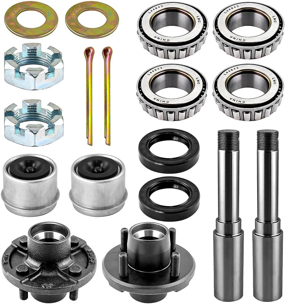 2,000 lbs Trailer Idler Hub Kit with 4 on 4" Bolt Idler Hub & Round BT8 Spindle with 1" Straight Trailer Axle
