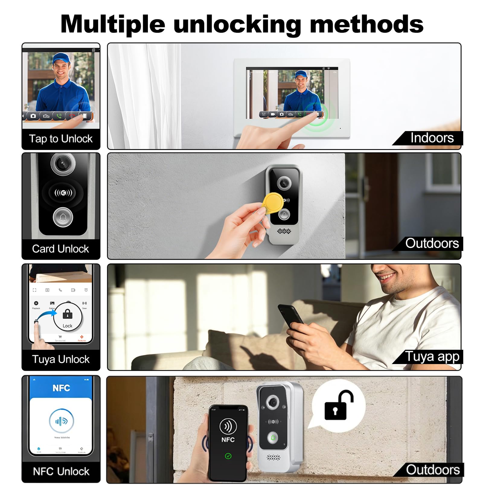 Visiophone Connecté Filaire,Interphone Vidéo 2 Fils Visiophone WiFi,7" Ecran Couleur TFT LCD,1080P Sonnette avec Caméra,Portier vidéo,Déverrouillage à Distance