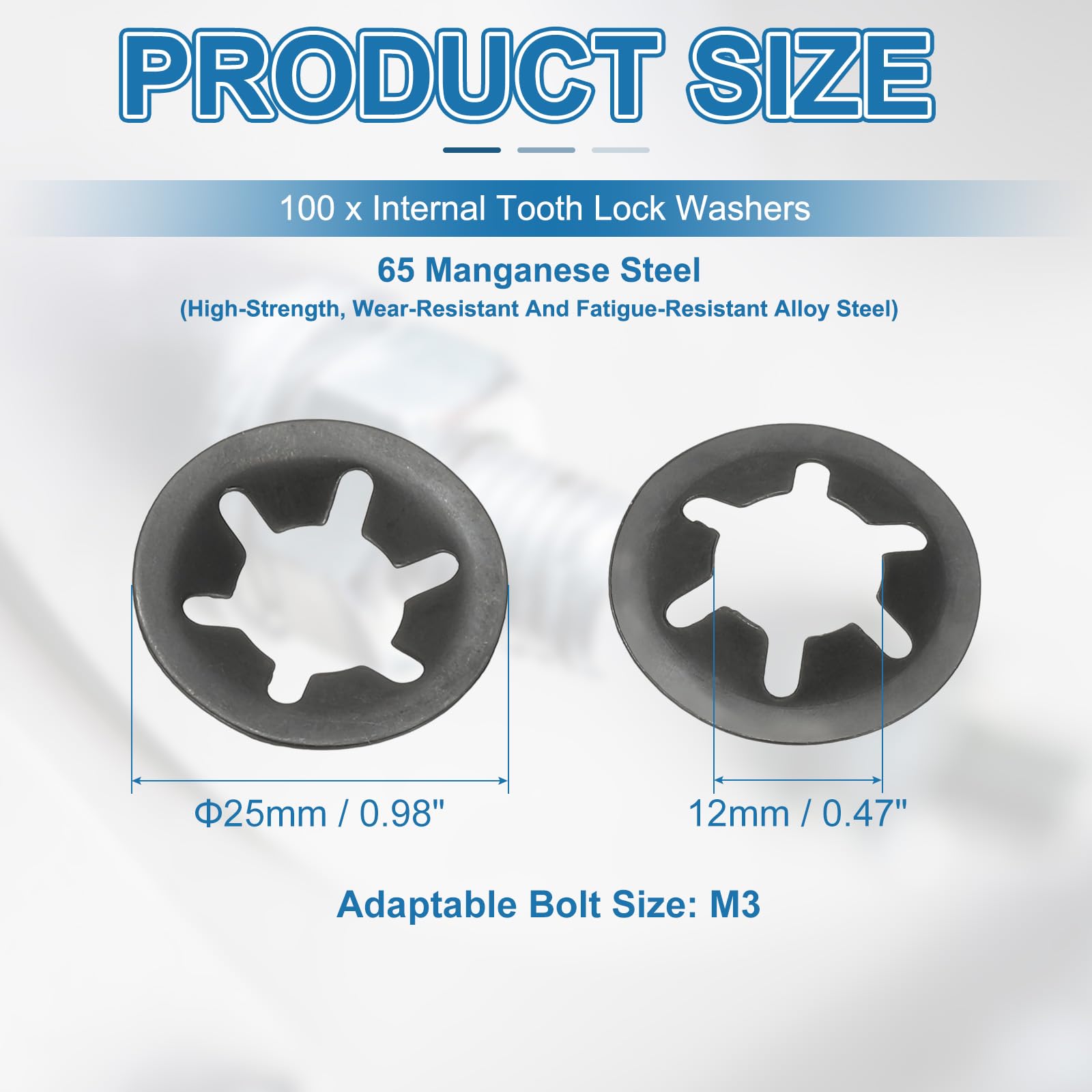PATIKIL M12 Star Internal Tooth Lock Washers - Image 2