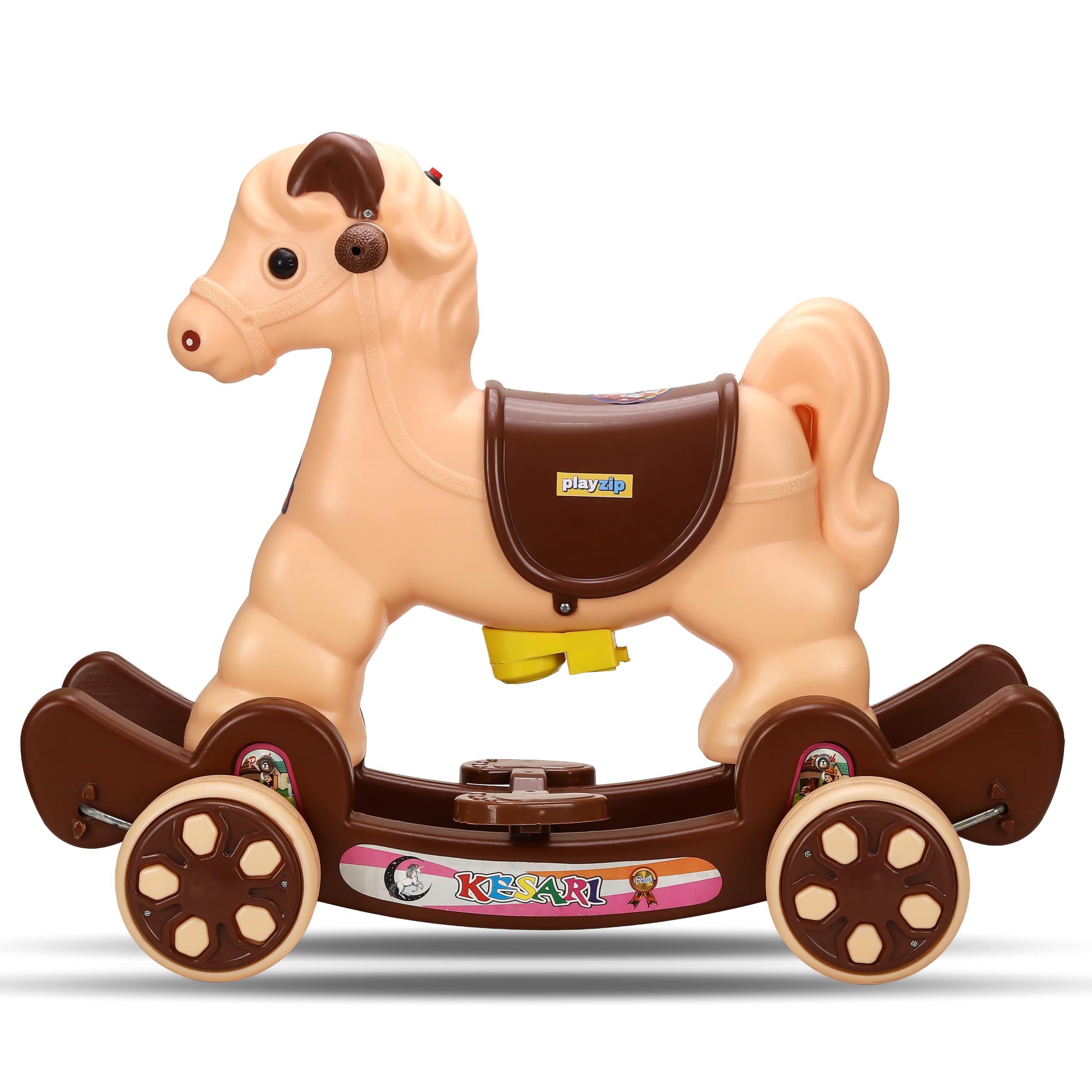 PlayZip Premium 2-in-1 Rocking Horse & Ride-On Toy for Kids