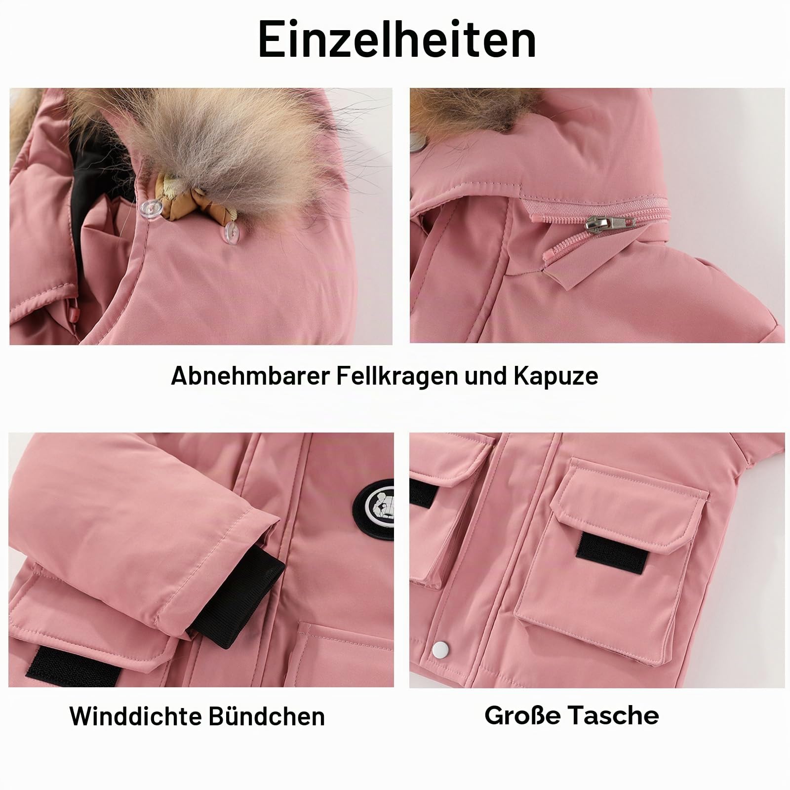Baby Schneeanzug 2 Teiler Skianzug Mit Kapuze Winddicht Daunenjacke Mantel mit Schnee Lätzchen Hose Skihose Kapuzenjacke Schneehose Schneekleidung Winteranzug für Jungen Mädchen 24 Monate-5 Jahre
