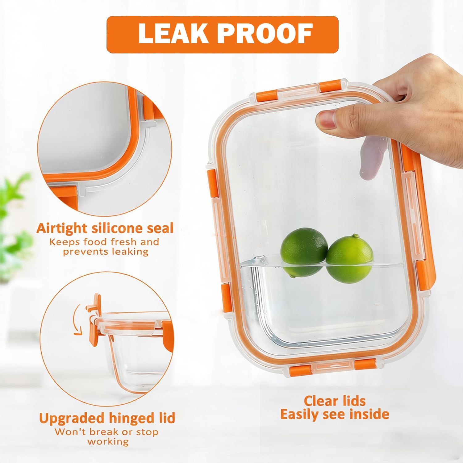 BBV Glass Meal Prep Containers, [10 Pack] Glass Food Storage Containers with Lids, Leak Proof Glass Food Storage Containers with Lids, BPA Free, Microwave Oven Freezer Dishwasher Safe (5color)