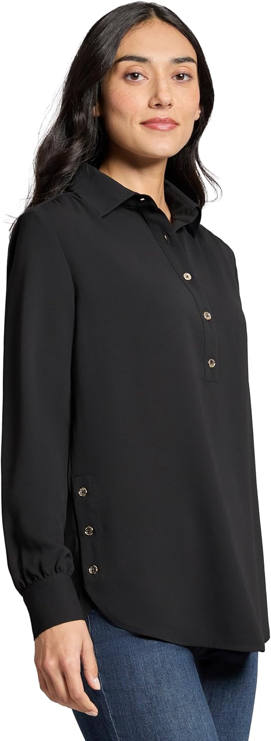 Jones New York Womens Long Sleeve Button Detail Tunic Top - Image 3
