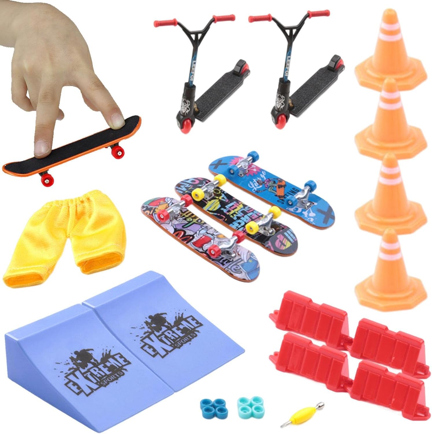 Amazon.co.jp 子供用フィンガースケートボード, ミニスケートボードスターターキット3個, ミニ指板指のおもちゃ スクーター2個