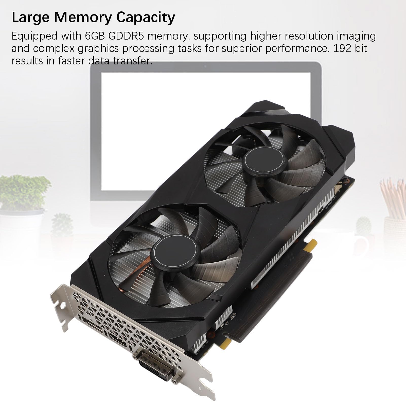 GeForce 1660 Super 6 GB GDDR5 karta graficzna do gier z taktem 1815 MHz, taktowanie pamięci 8000 MHz, 192-bitowy interfejs dla graczy PC i entuzjastów multimediów. Aluminium PCB