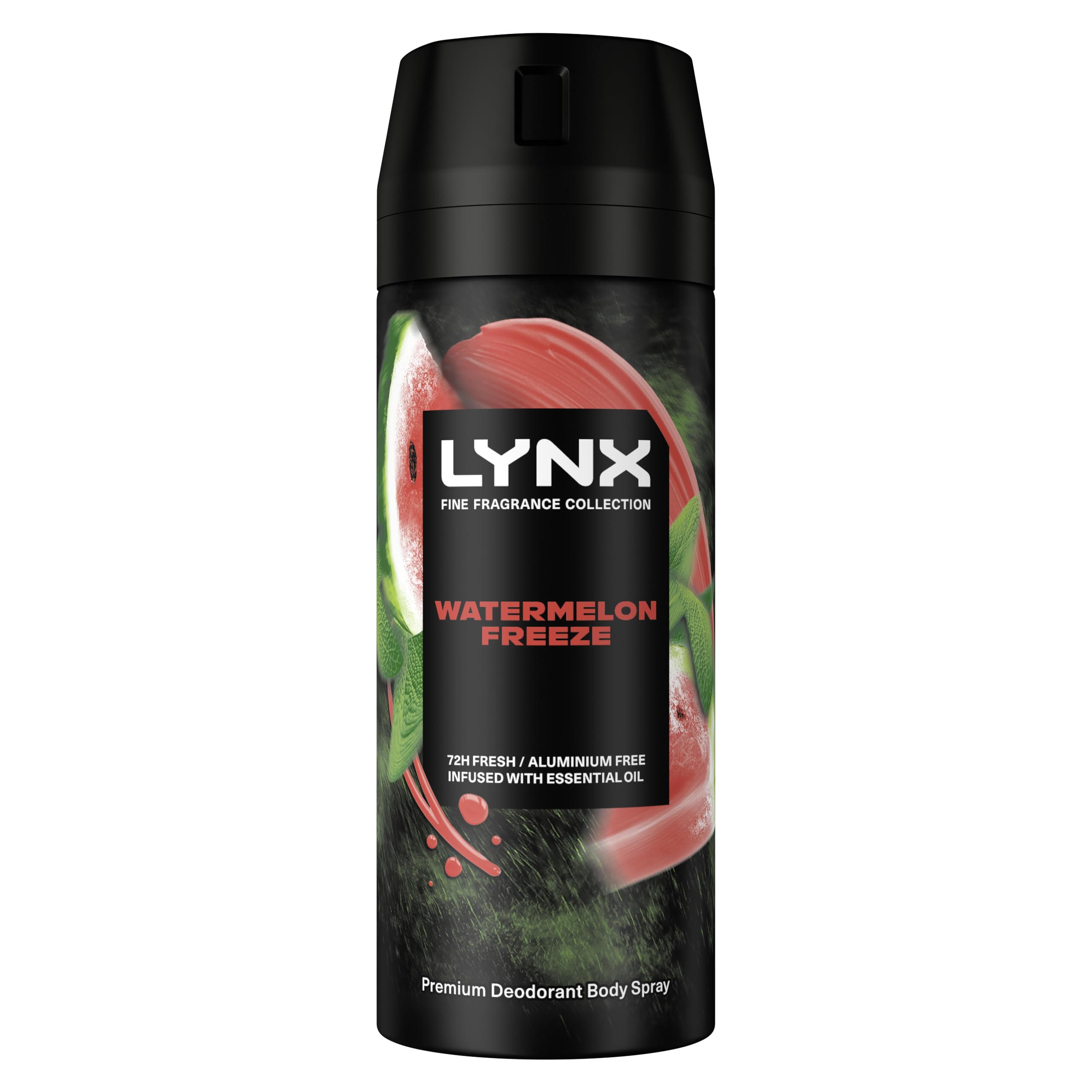 Lynx Fine Fragrance Collection Watermelon Freeze Premium Body Spray Men's Deodorant infused with a watermelon, key lime & sage scent for 72 hours of freshness 150 ml