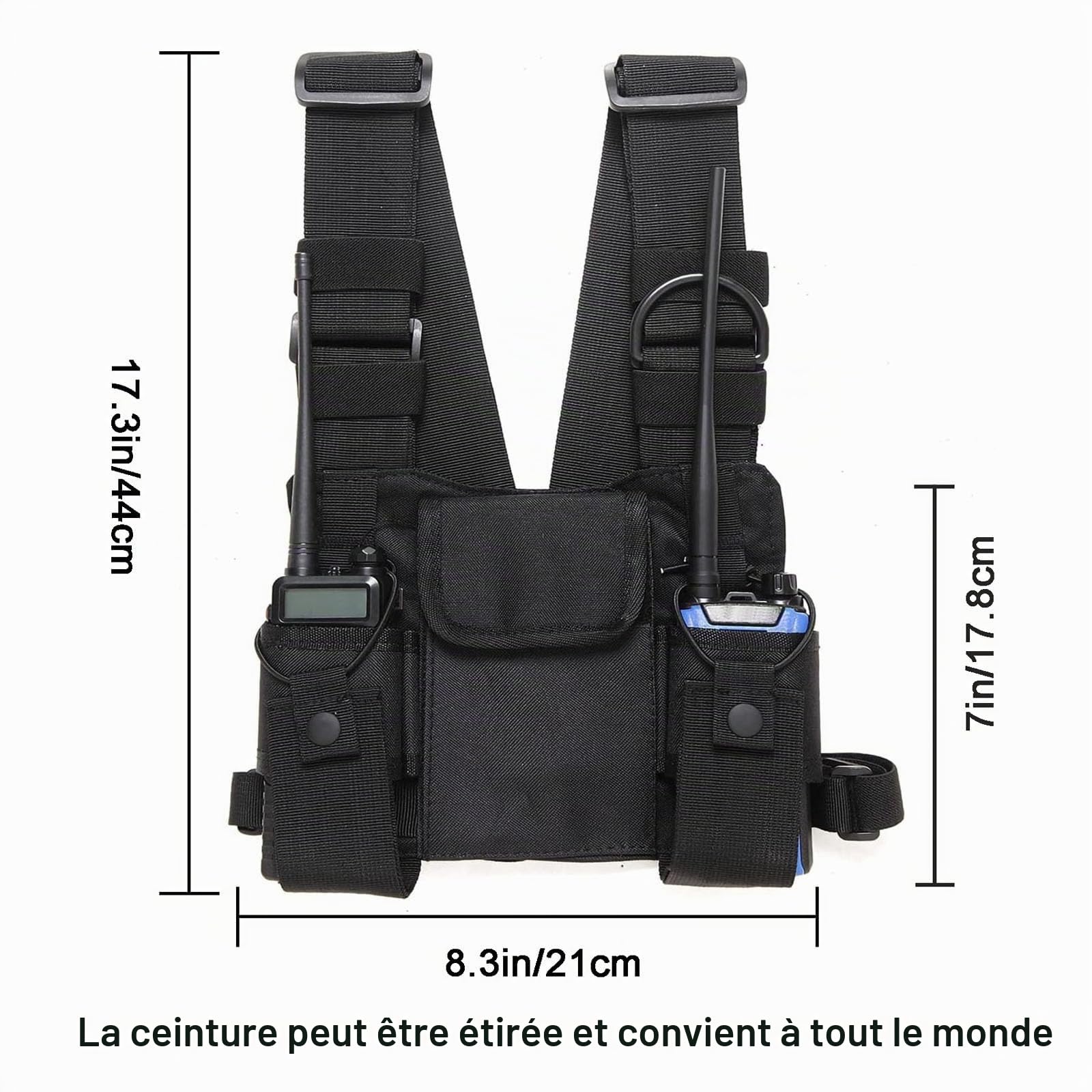 GAESHOW Gilet Chest Rig Bag, Radio Walkie Talkie Poche de poitrine Harnais Sac à bandoulière Sac à bandoulière Hip Hop Streetwear Homme Sacs banane fonctionnels Poches réglables